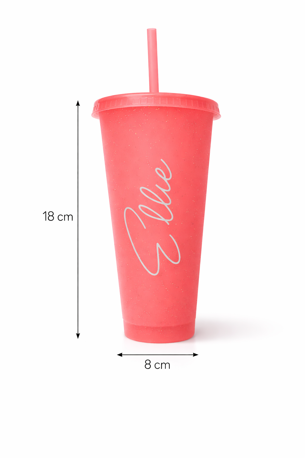Pink Plastic Cup with Straw
